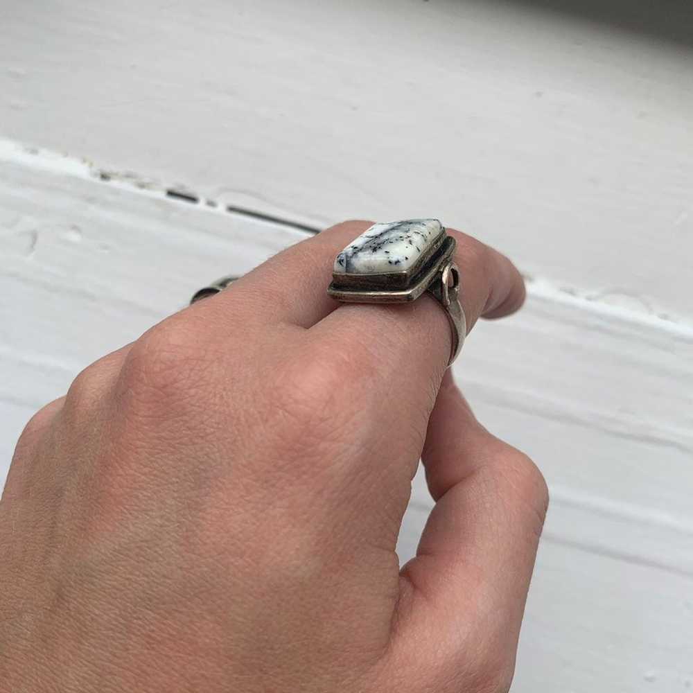 Sterling Silver White Stone Ring - image 3