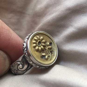 SALE Sterling Silver Antique Button Ring