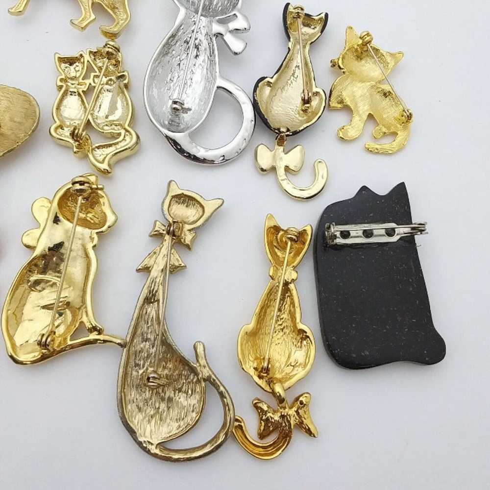 huge lot of vintage costume jewelry cat pin brooch - image 6
