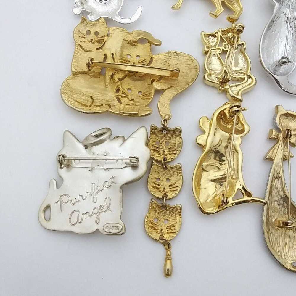 huge lot of vintage costume jewelry cat pin brooch - image 7