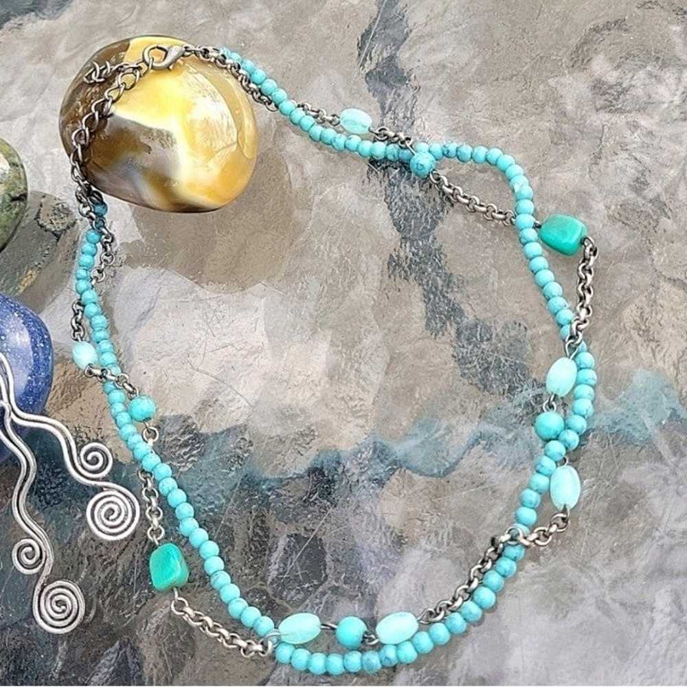 "Liquid Stone" Jewelry Set of Turquoise & Silver … - image 4