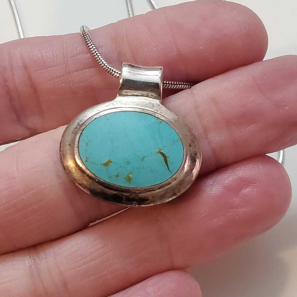 Beautiful Vintage Turquoise Sterling Silver Penda… - image 5