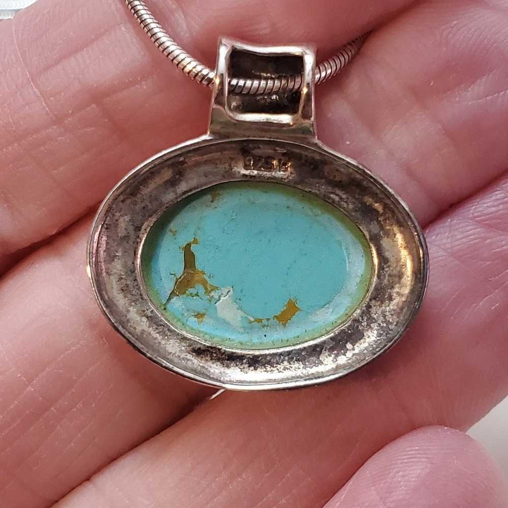 Beautiful Vintage Turquoise Sterling Silver Penda… - image 6