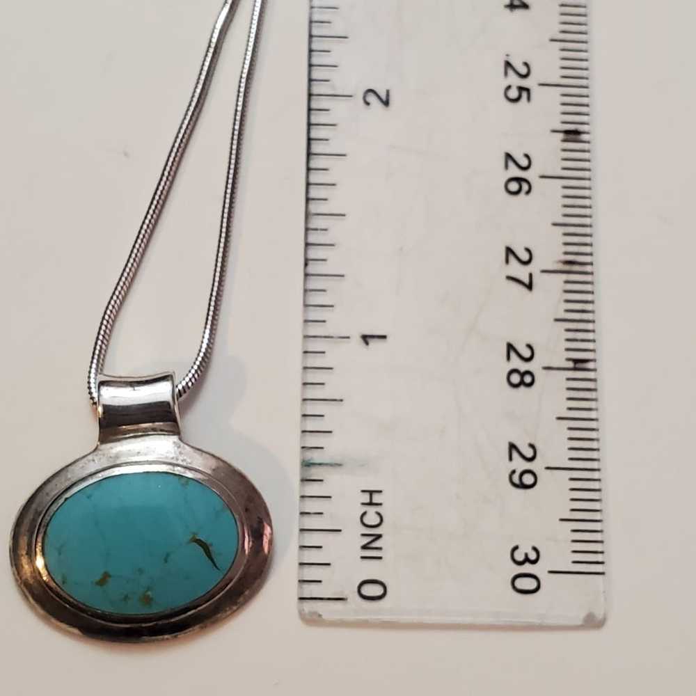 Beautiful Vintage Turquoise Sterling Silver Penda… - image 9