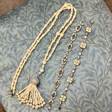 Carolee vintage inspired pearl necklace and two br