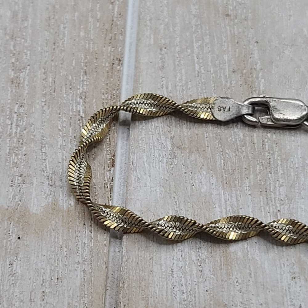 Vintage 925 Italy sliver and gold twist rope brac… - image 10