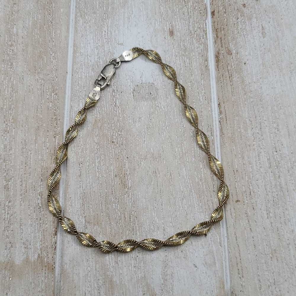 Vintage 925 Italy sliver and gold twist rope brac… - image 2