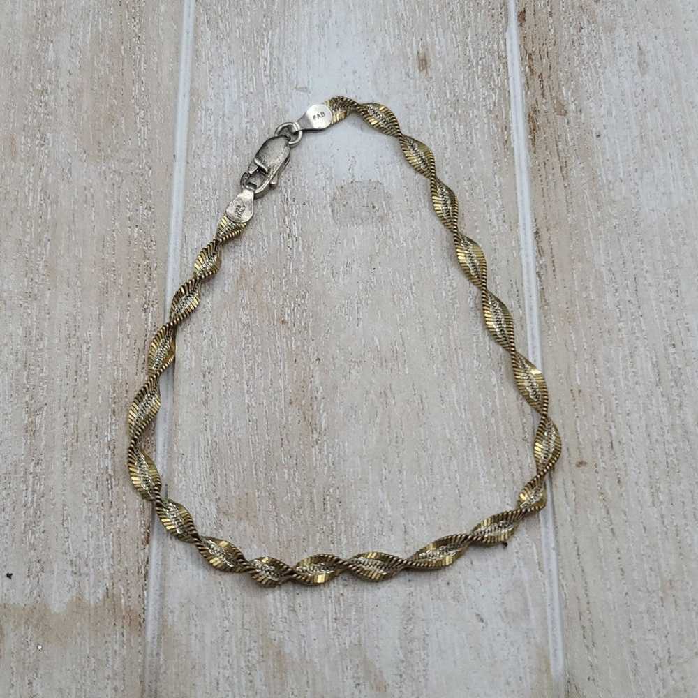 Vintage 925 Italy sliver and gold twist rope brac… - image 3
