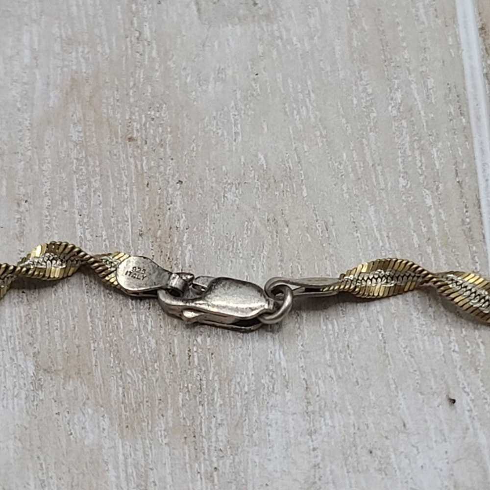 Vintage 925 Italy sliver and gold twist rope brac… - image 6