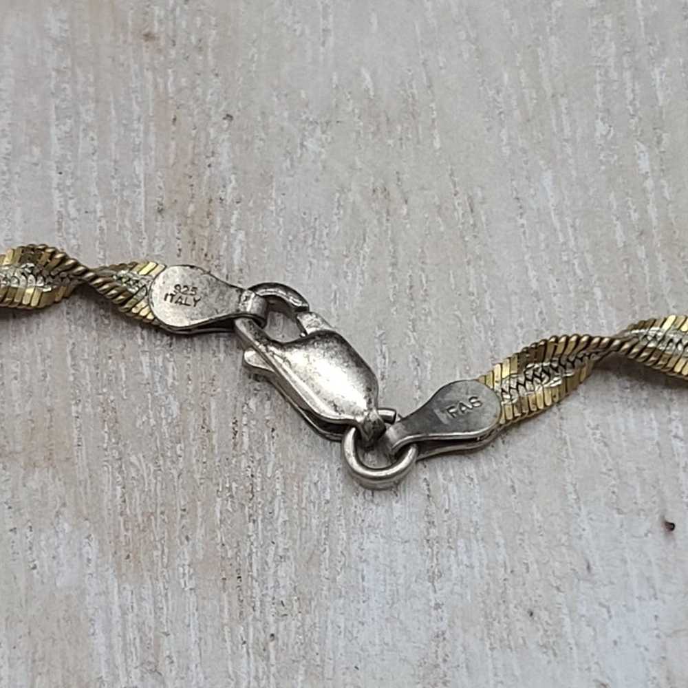 Vintage 925 Italy sliver and gold twist rope brac… - image 7