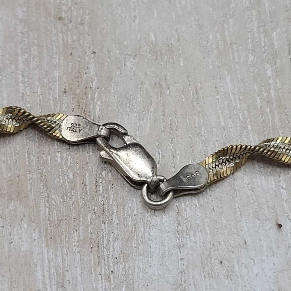 Vintage 925 Italy sliver and gold twist rope brac… - image 8