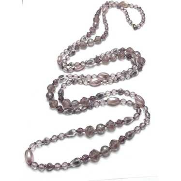 Vintage Purple Beaded Long Necklace - image 1