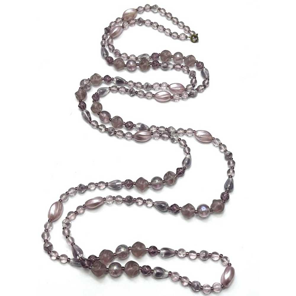 Vintage Purple Beaded Long Necklace - image 2