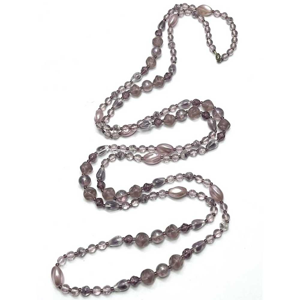 Vintage Purple Beaded Long Necklace - image 3