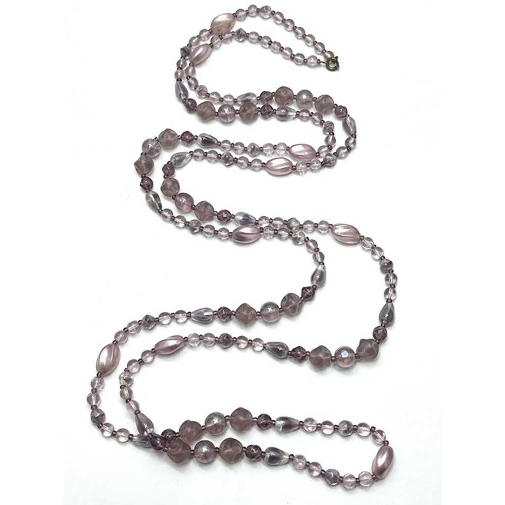 Vintage Purple Beaded Long Necklace - image 4