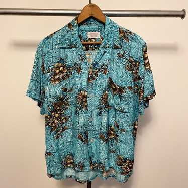 トップス 60s USA vintage penny's cotton aloha L Vtg Vintage 1950s Penney's Rare Original Authentic Floral