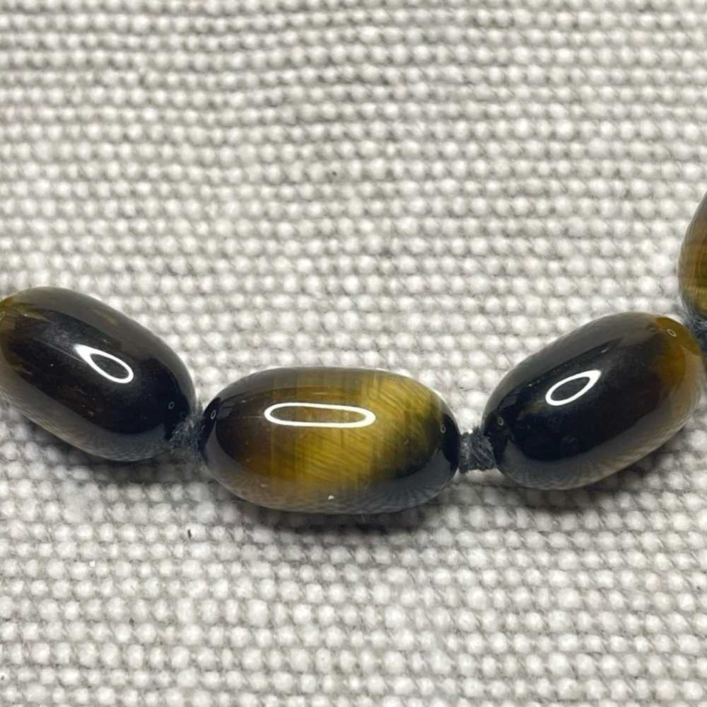 Vintage Tiger Eye Elongated Bead Necklace | 24" S… - image 7