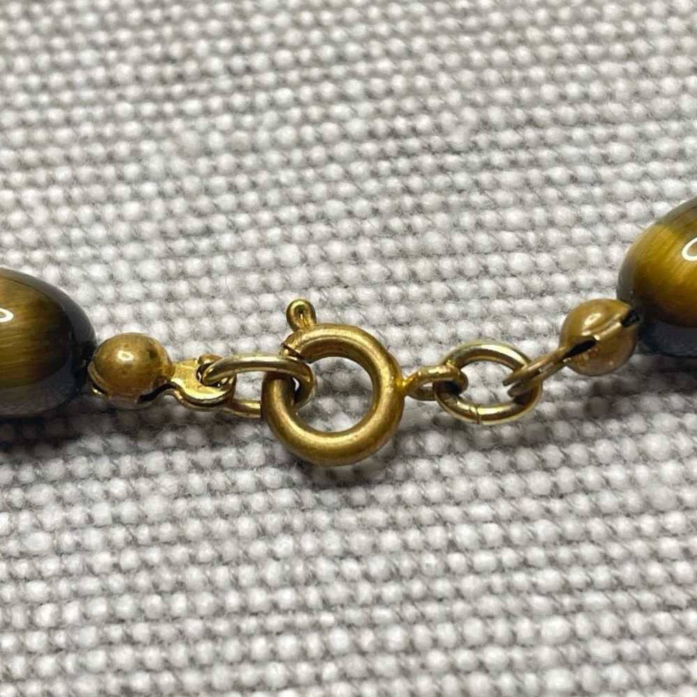 Vintage Tiger Eye Elongated Bead Necklace | 24" S… - image 8