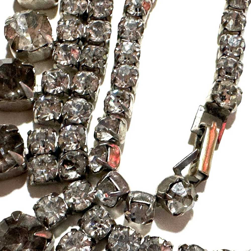 Vintage Rhinestone Necklace 2 Bracelets Clip On E… - image 11