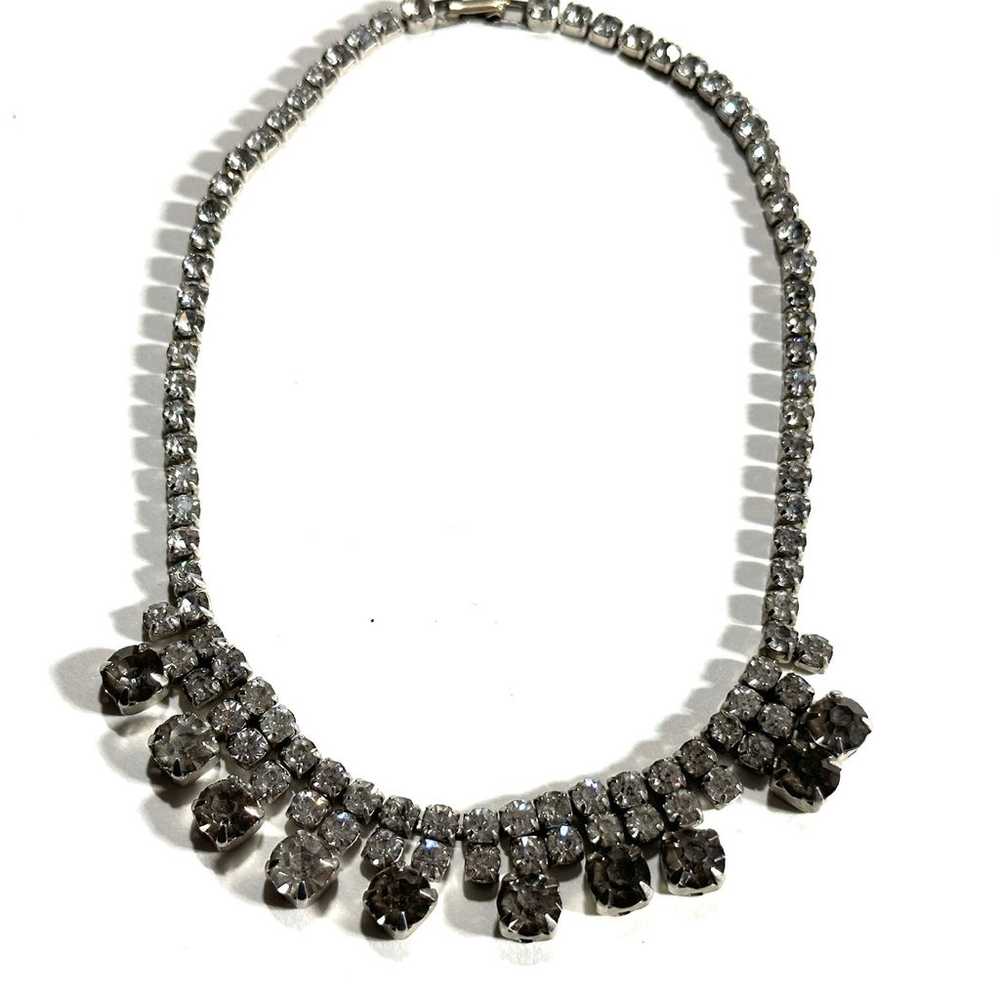 Vintage Rhinestone Necklace 2 Bracelets Clip On E… - image 3