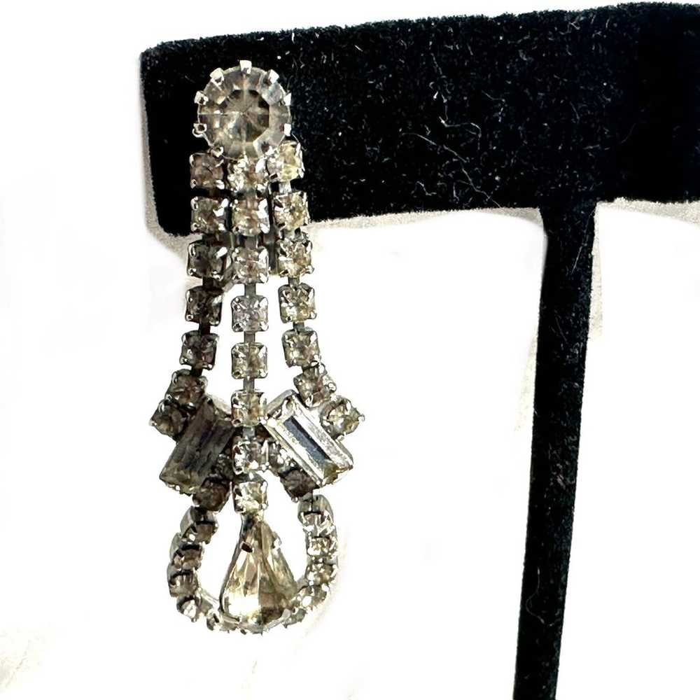 Vintage Rhinestone Necklace 2 Bracelets Clip On E… - image 8