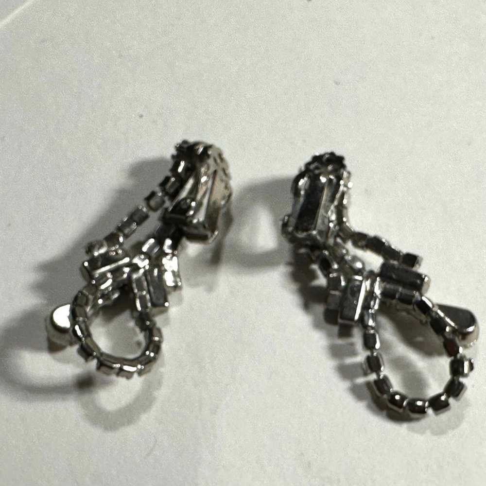 Vintage Rhinestone Necklace 2 Bracelets Clip On E… - image 9