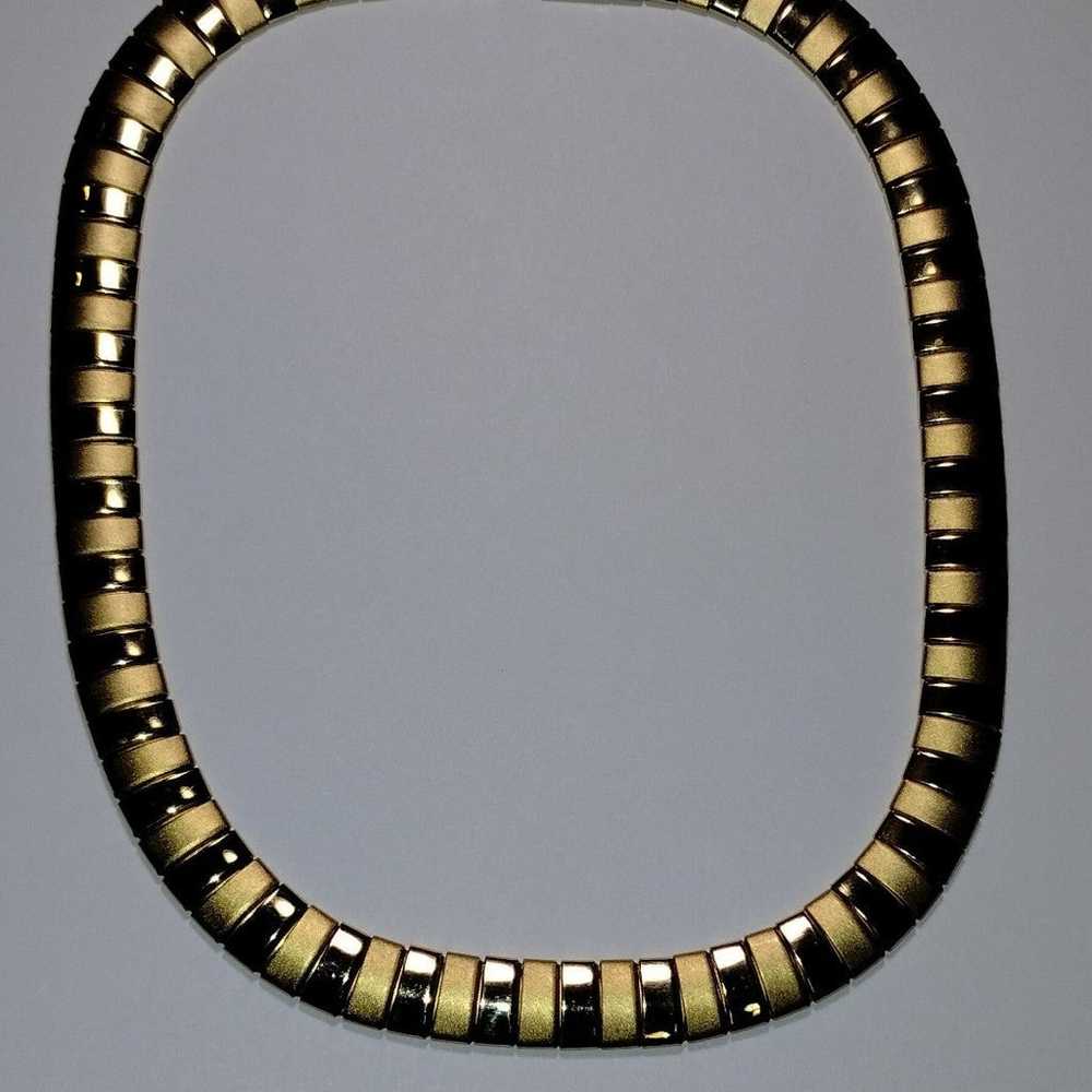 Gold Toned Matte & Glossy Omega Flexible Necklace… - image 2