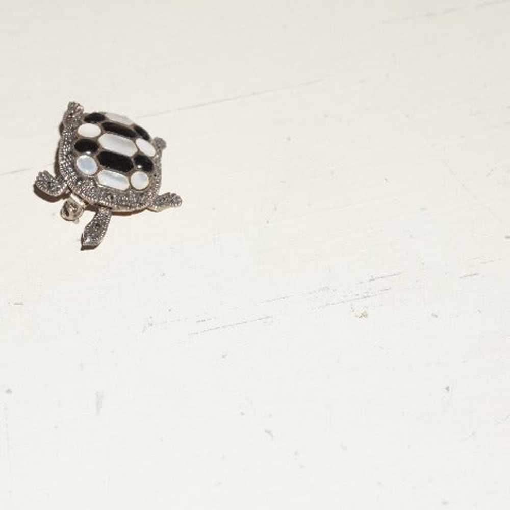 Artistic Turtle Brooch Moving Parts MOP Marcasite… - image 4