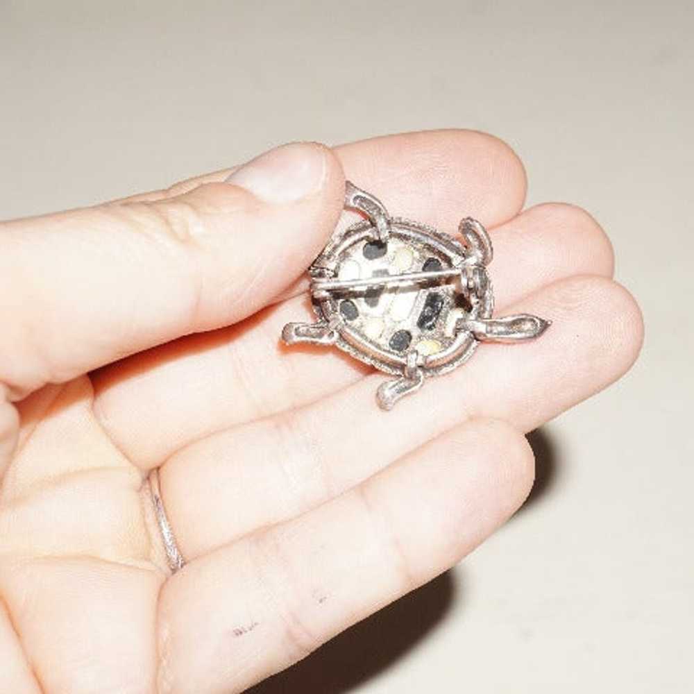 Artistic Turtle Brooch Moving Parts MOP Marcasite… - image 7