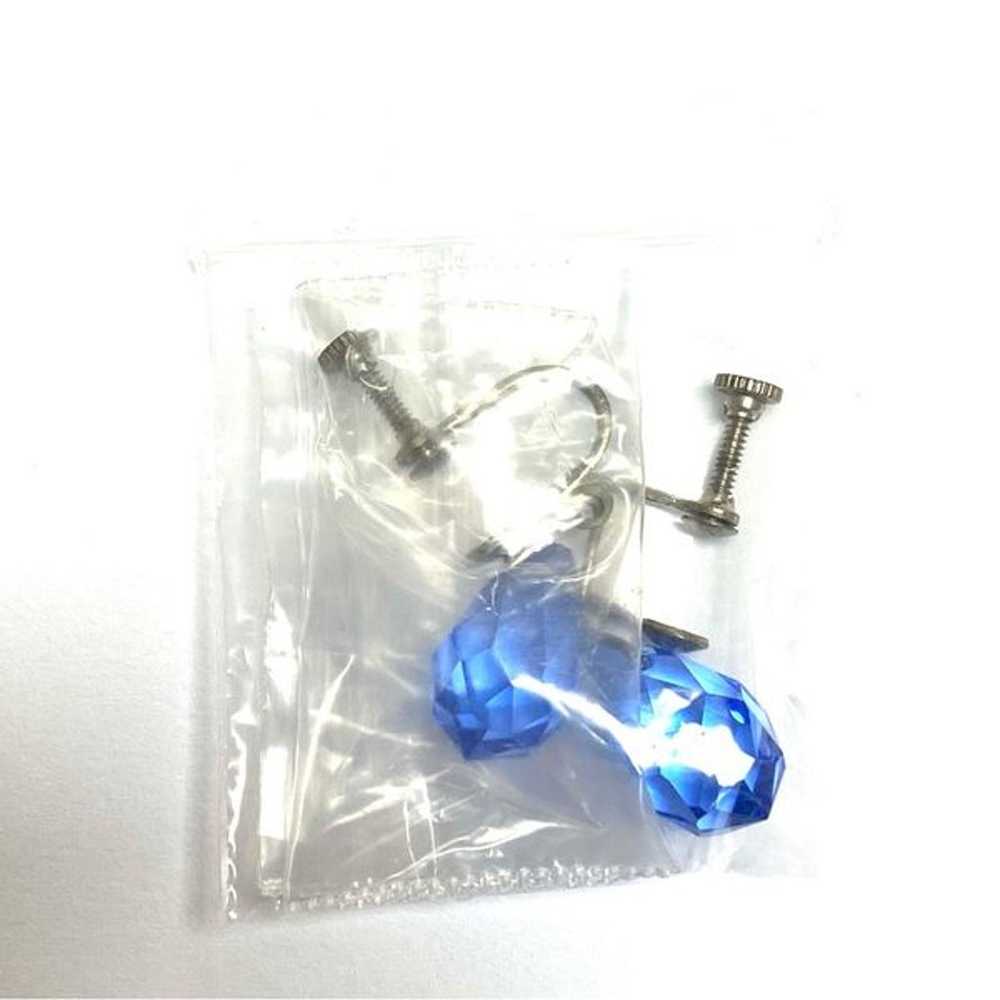 Antique Royal Blue Briolette Screw Back Earrings - image 6