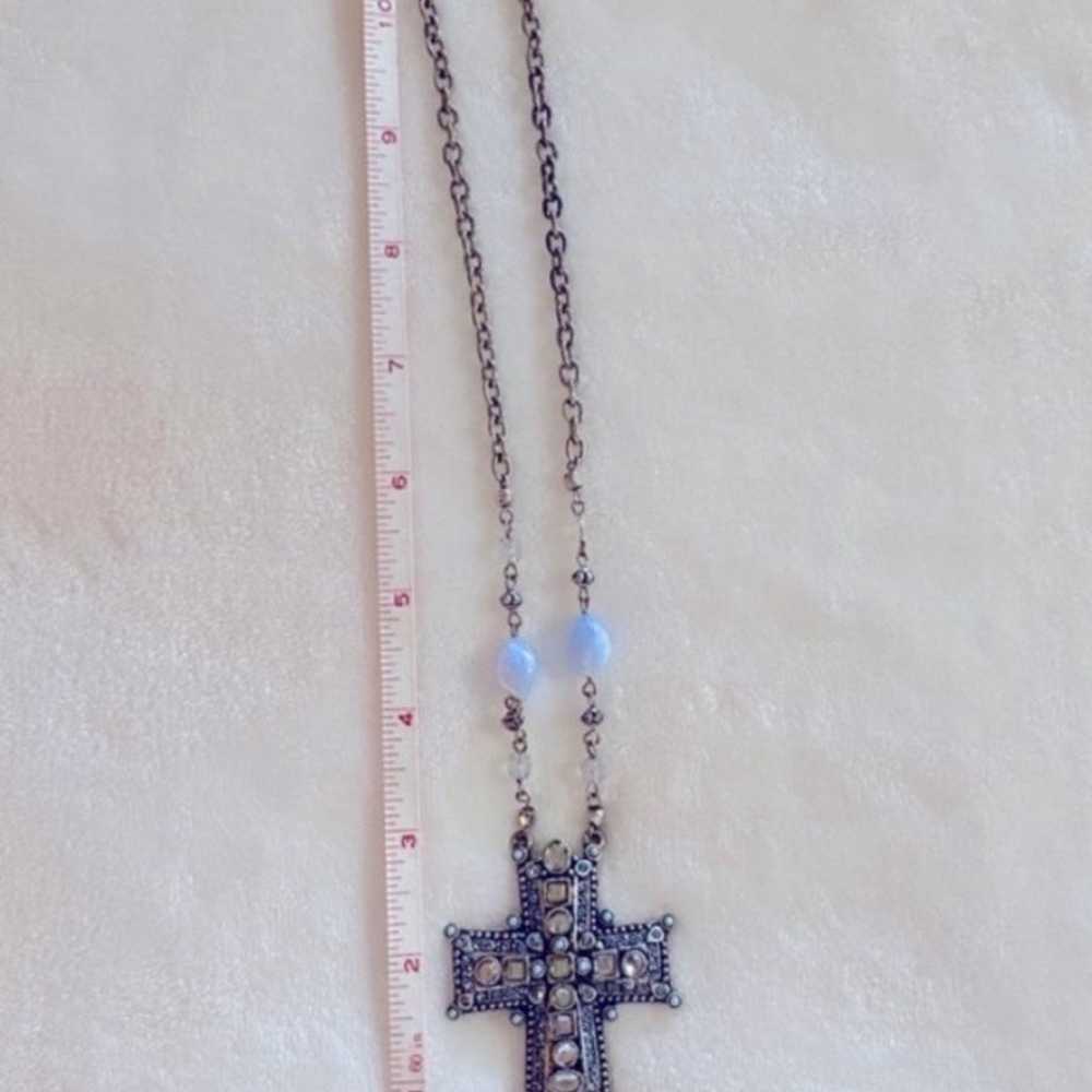 Vintage Victorian Bohemian Jeweled Cross Necklace… - image 5