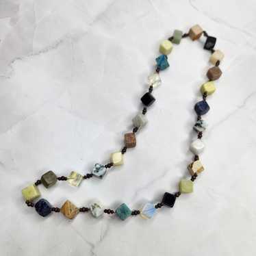 Vintage Box Beads Semi Precious Stones Necklace R… - image 1