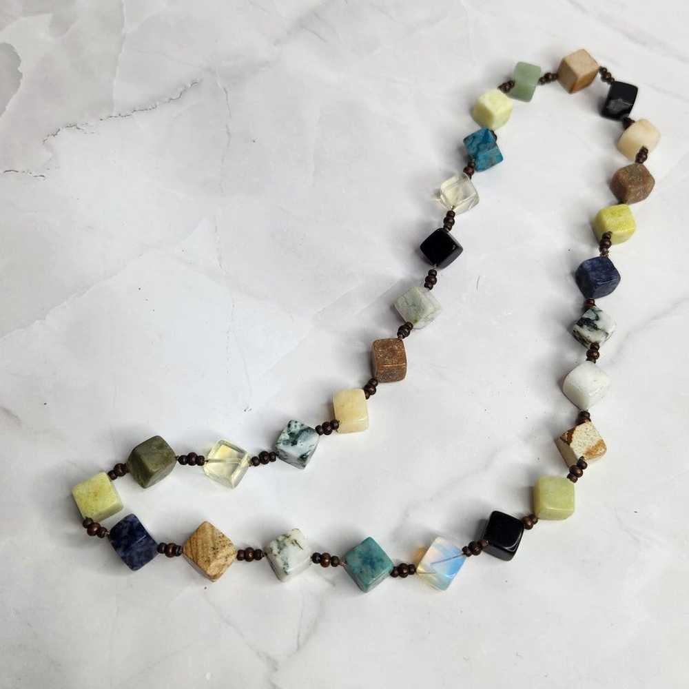 Vintage Box Beads Semi Precious Stones Necklace R… - image 2