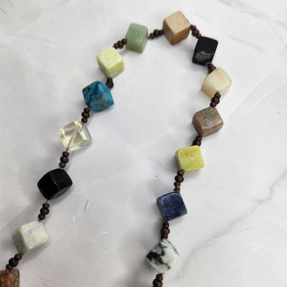 Vintage Box Beads Semi Precious Stones Necklace R… - image 3