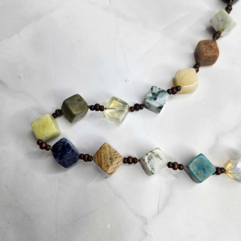 Vintage Box Beads Semi Precious Stones Necklace R… - image 4