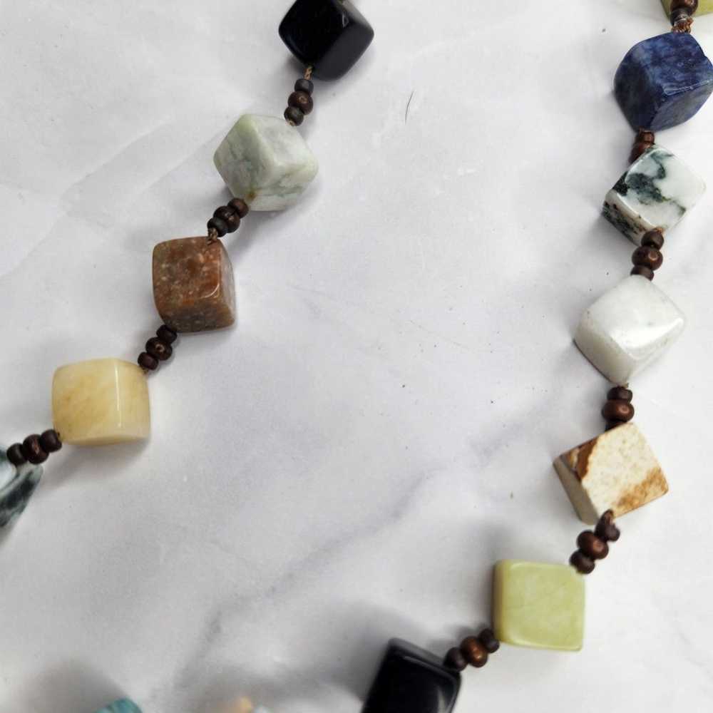 Vintage Box Beads Semi Precious Stones Necklace R… - image 5