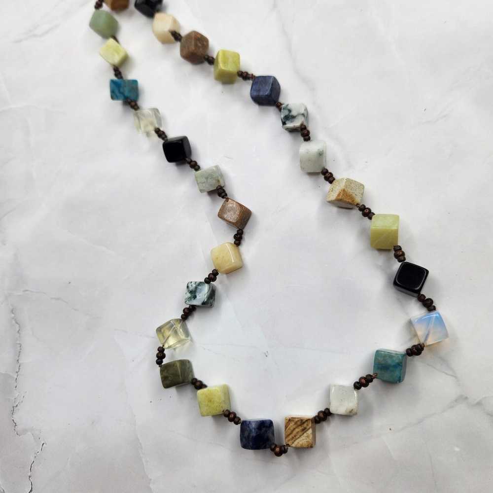 Vintage Box Beads Semi Precious Stones Necklace R… - image 6