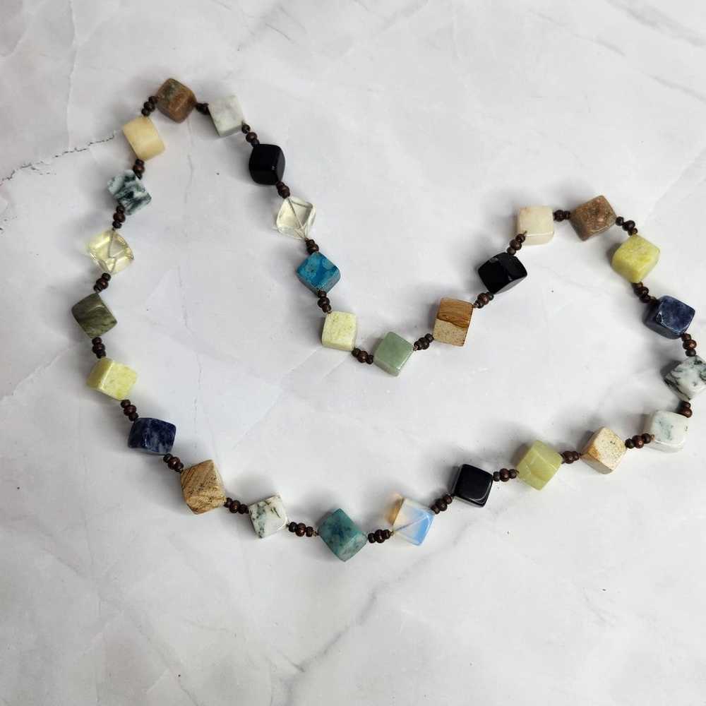 Vintage Box Beads Semi Precious Stones Necklace R… - image 8