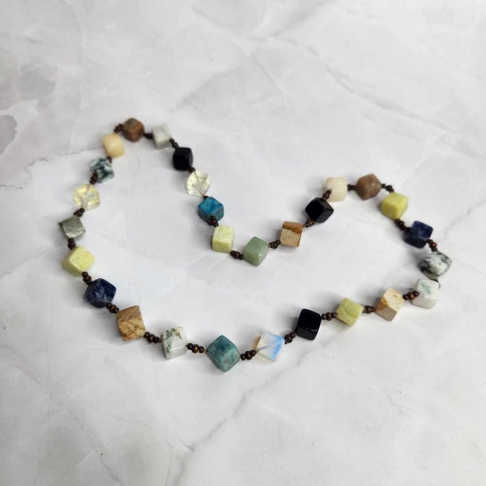Vintage Box Beads Semi Precious Stones Necklace R… - image 9