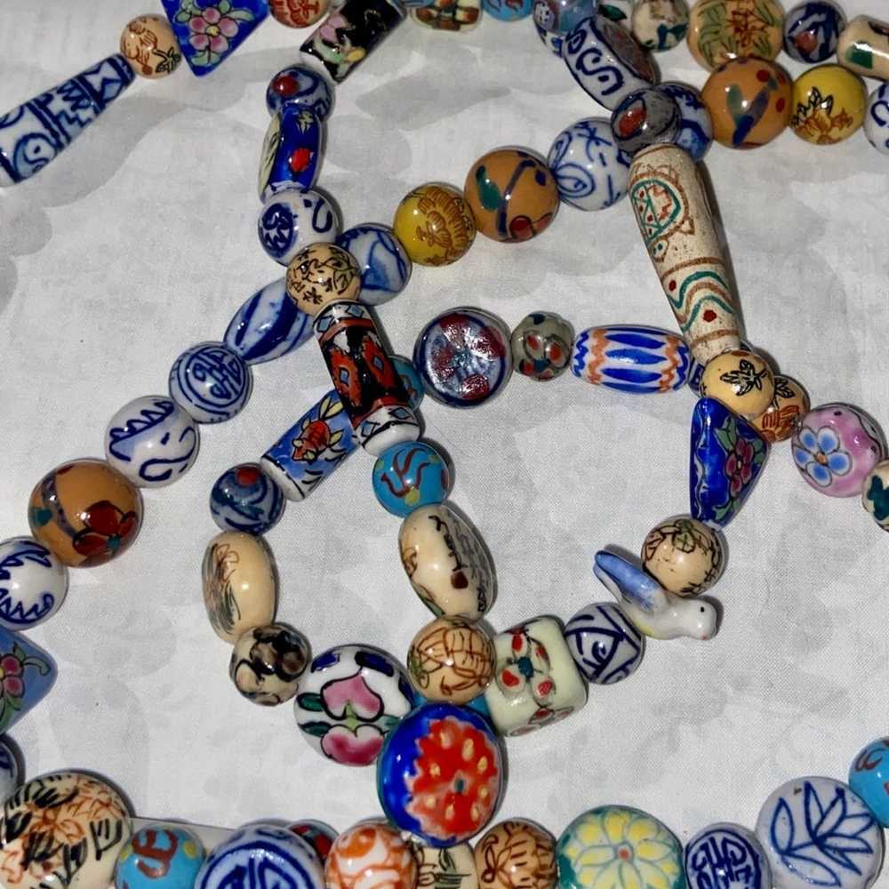 Unique Vintage Chinese Porcelain Beaded Necklace - image 6
