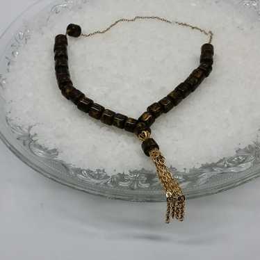Antique 24k Gold Encrusted Necklace Islamic Prayer Beads عقد اسلامي تلبيس  ذهب