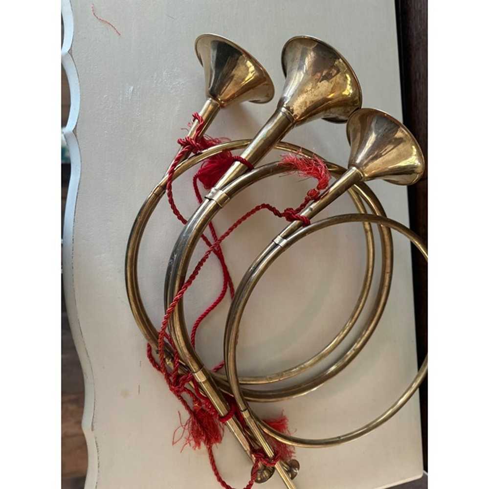 3 Vintage round brass french horn- decorative bra… - image 12