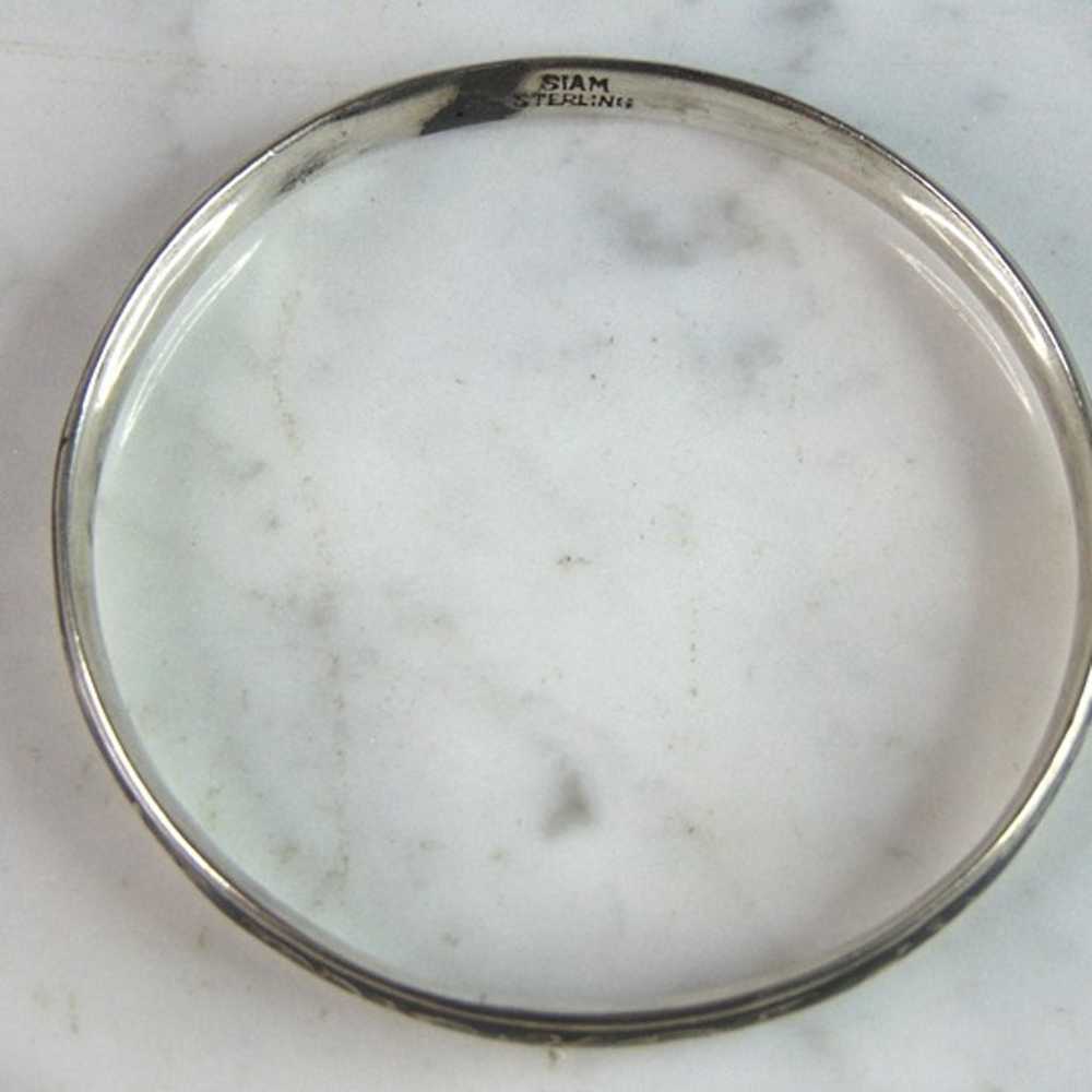 Womens Sterling Silver Siam Bangle Bracelet 11g E… - image 4
