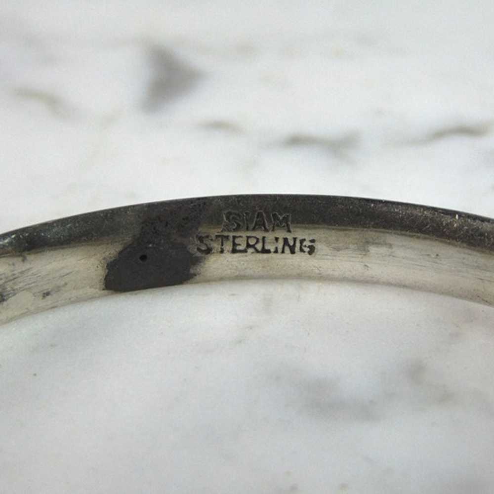Womens Sterling Silver Siam Bangle Bracelet 11g E… - image 5