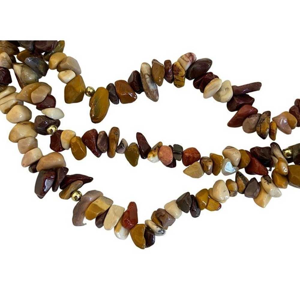Necklace Vintage 3 Strand Semi Precious Stones Ea… - image 2