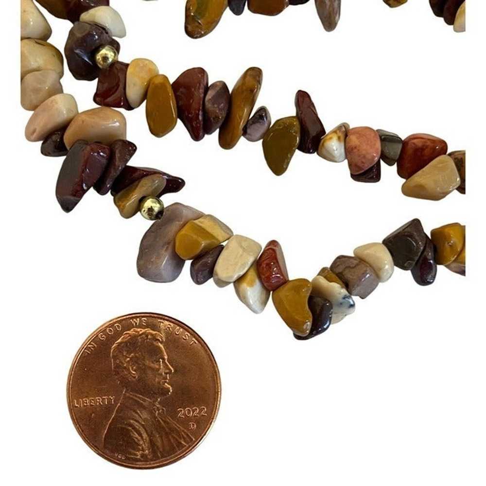 Necklace Vintage 3 Strand Semi Precious Stones Ea… - image 3