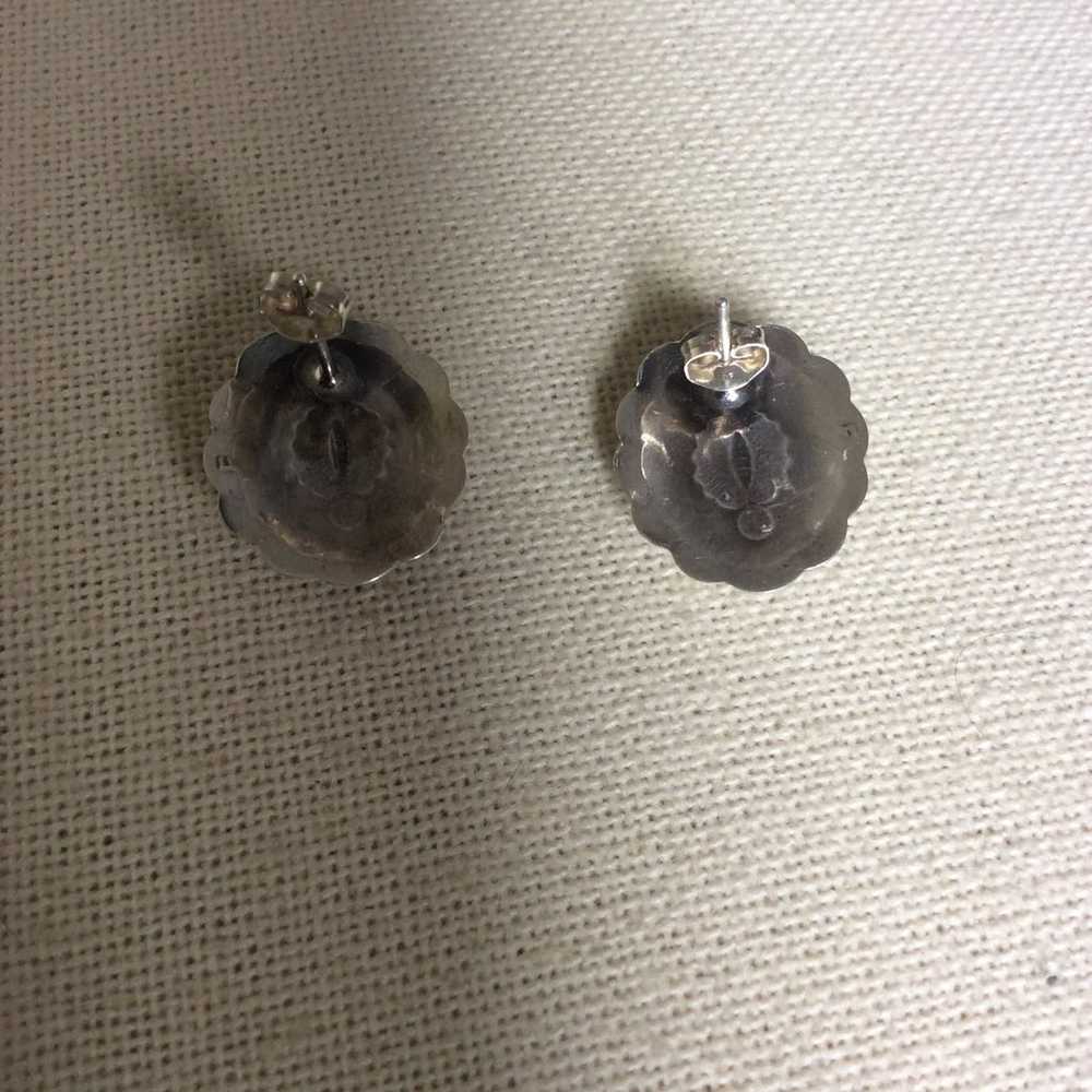 SS Malachite Concho Post Earrings - image 2
