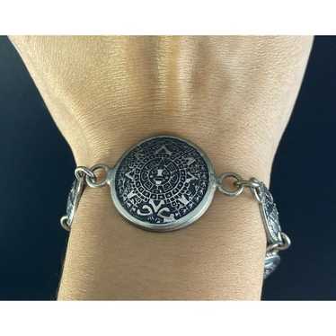 Vintage 50s Mexican Charm Bracelet Sterling Silver Aztec