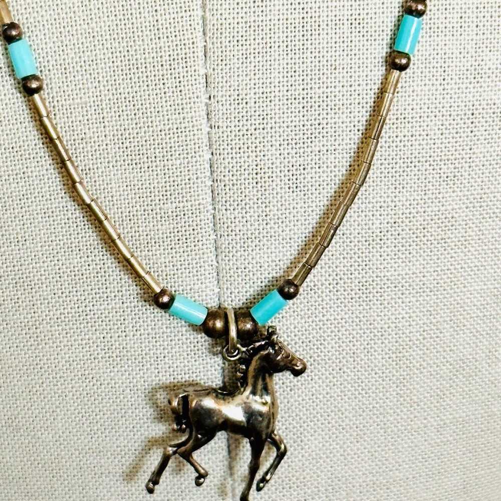 Southwestern Liquid Silver Horse Pendant Necklace - image 3