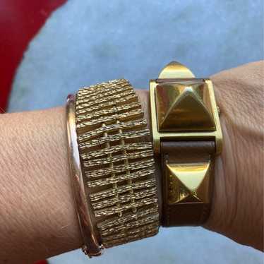 Vintage Gold Tone Brass Cuff Bracelet - image 1